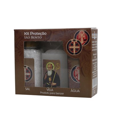 Kit Proteção Água Sal e Vela de São Bento