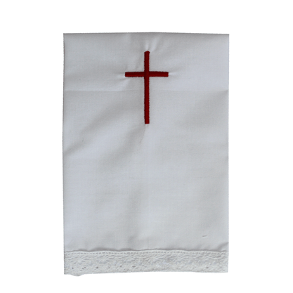 Kit Viático Branco com Bordado JHS e Ostensório em Dourado