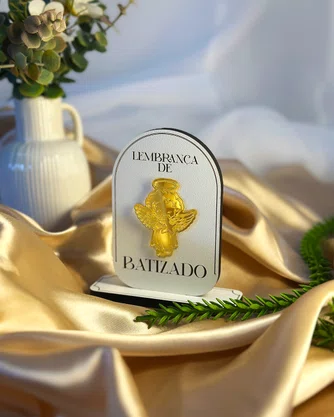 Adorno de Mesa Batismo MDF e Acrílico 