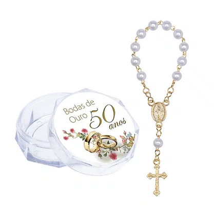 Lembrança Bodas de Ouro Dezena de Pérola Dourado
