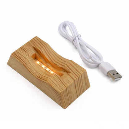 Luminária Led do Sagrado Coração de Jesus Vidro Esculpido - 9 cm