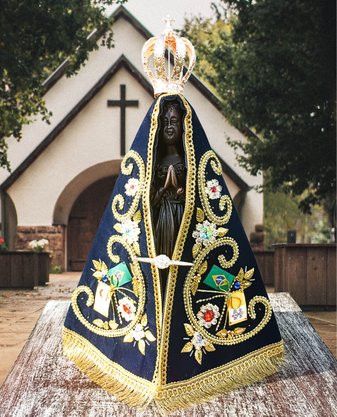 Manto de Nossa Senhora Aparecida - 34cm - Modelo Luxo Bandeira