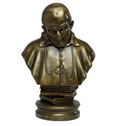 Imagem de Santo Afonso Busto Pintura Bronze de Mármore - 29 cm
