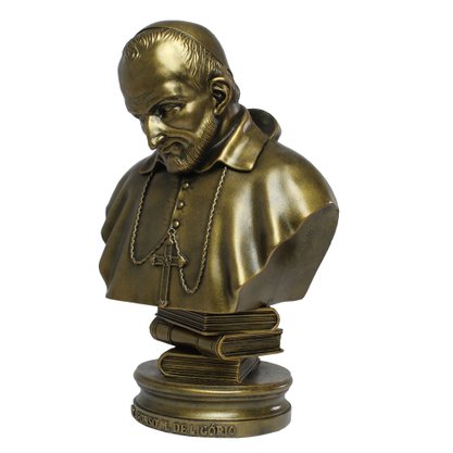 Imagem de Santo Afonso Busto Pintura Bronze de Mármore - 29 cm