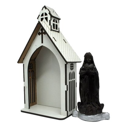 Capela MDF Branca com Imagem de Resina 11 x 21 cm