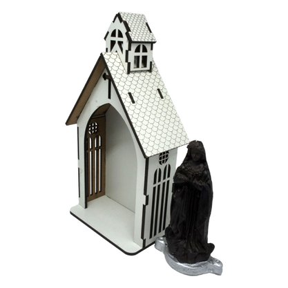 Capela MDF Branca com Imagem de Resina 11 x 21 cm