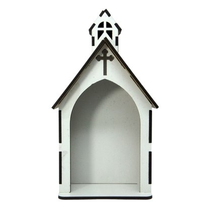 Capela MDF Branca com Imagem de Resina 11 x 21 cm
