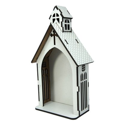 Capela MDF Branca com Imagem de Resina 11 x 21 cm