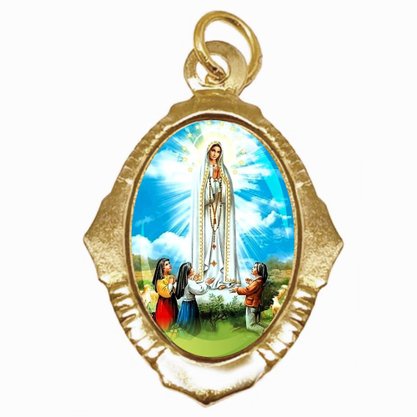Medalha Chapa Resinada de Nossa Senhora de Fátima - Contém 100 Unidades