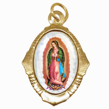 Medalha Chapa Resinada de Nossa Senhora de Guadalupe - Contém 100 Unidades