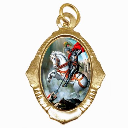 Medalha Chapa Resinada de São Jorge - Contém 100 Unidades