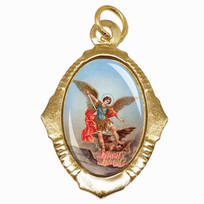 Medalha Chapa Resinada de São Miguel Arcanjo - Contém 100 Unidades