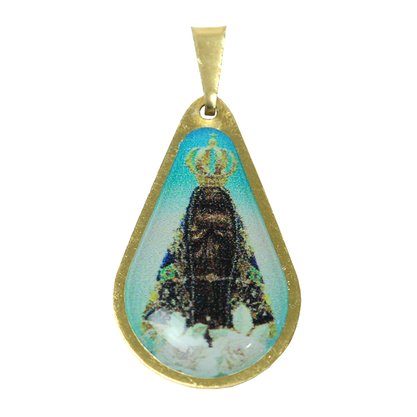 20 unid - Medalha Gota de Nossa Senhora Aparecida Frente e Verso