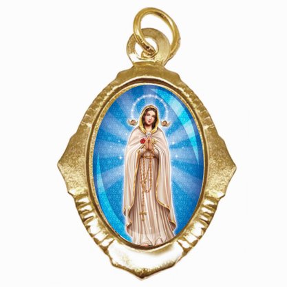 Medalha Chapa Resinada Nossa Senhora Rosa Mistica - Contem 100 Unidades