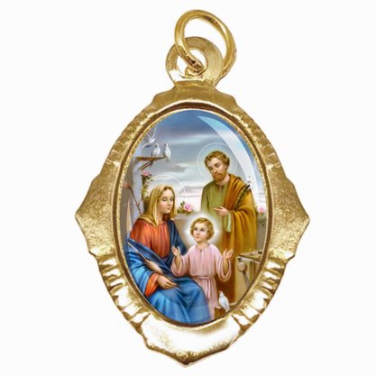 Medalha Chapa Resinada Sagrada Familia - Contem 100 Unidades