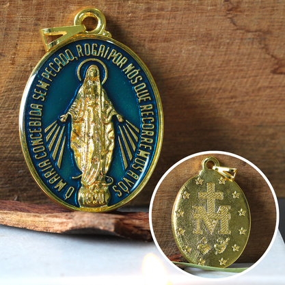 Medalha de Nossa Senhora Das Graças Dourada e Resinada GG
