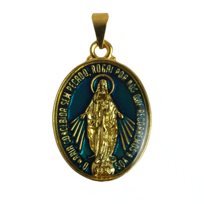 Medalha de Nossa Senhora Das Graças Dourada e Resinada P
