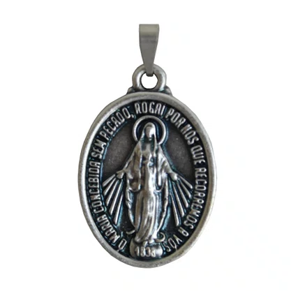 Medalha de Nossa Senhora das Graças Prata Velha G