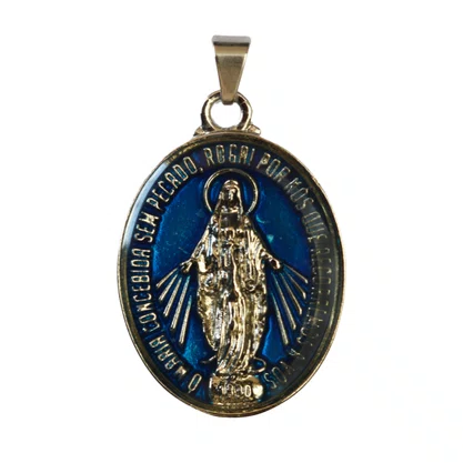 Medalha de Nossa Senhora Das Graças Resina Níquel G - 4 Cm