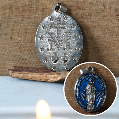 Medalha de Nossa Senhora Das Graças Resina Níquel G - 4 Cm