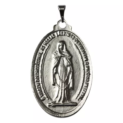 Medalha de Nossa Senhora das Lágrimas e Jesus Manietado Níquel G