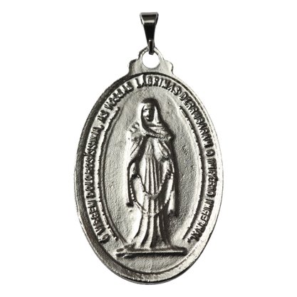 Medalha de Nossa Senhora das Lágrimas e Jesus Manietado Níquel G