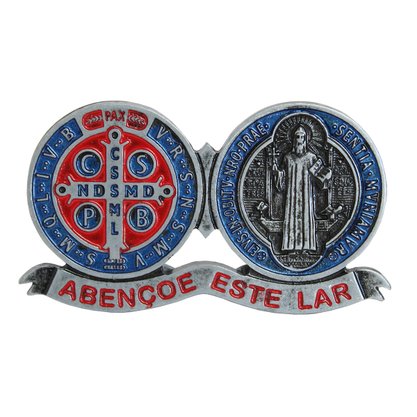 Medalha de Porta de São Bento com a Frase: Abençoe Este Lar