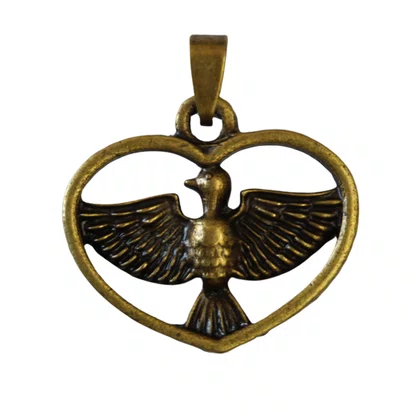 Medalha Divino Espírito Santo Coração Ouro Velho