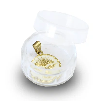 Medalha Divino Espírito Santo fundo branco cx 1.5 cm