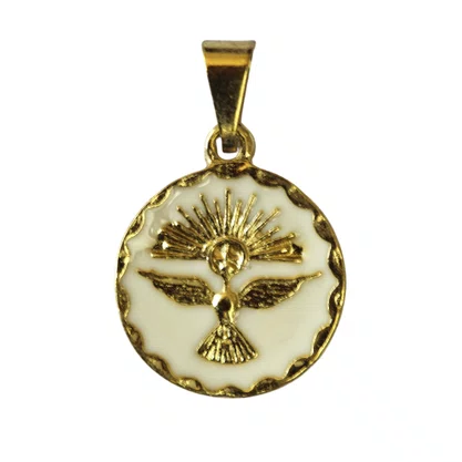 Medalha Divino Espírito Santo fundo branco cx 1.5 cm