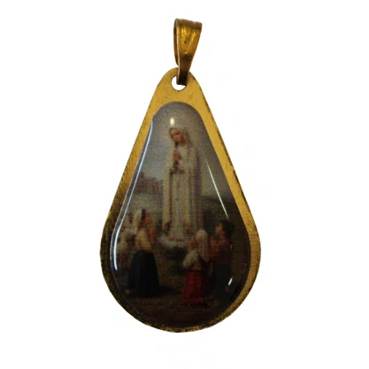 20 unid - Medalha Gota de Nossa Senhora de Fátima Frente e Verso