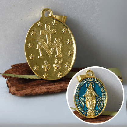 Medalha Nossa Senhora Das Graças Dourada e Resinada G