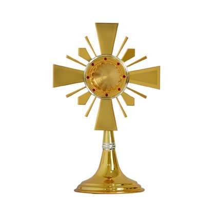 Mini Ostensório Dourado com Detalhe Fosco e Pedraria - 22 cm