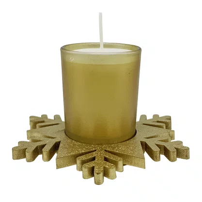Natal Estrela Vela Vidro Dourado 12 cm x 12 cm