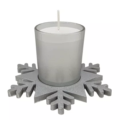 Natal Estrela Vela Vidro Prata 12 cm x 12 cm