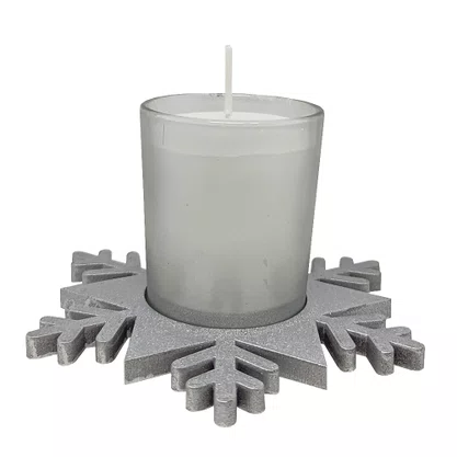 Natal Estrela Vela Vidro Prata 12 cm x 12 cm