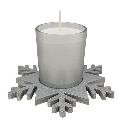 Natal Estrela Vela Vidro Prata 12 cm x 12 cm