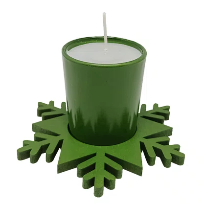 Natal Estrela Vela Vidro Verde 12 cm x 12 cm