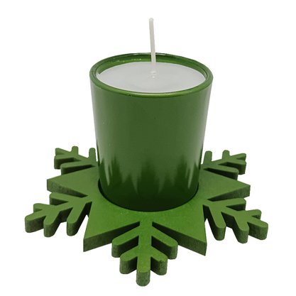 Natal Estrela Vela Vidro Verde 12 cm x 12 cm