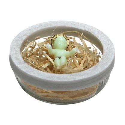 Natal Menino Jesus Fosforescente Palha e Vidro