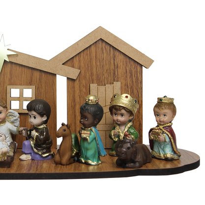Cenário Com Presépio Infantil 12 Peças - 19 cm x 30 cm
