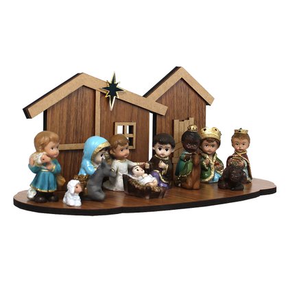 Cenário Com Presépio Infantil 12 Peças - 19 cm x 30 cm