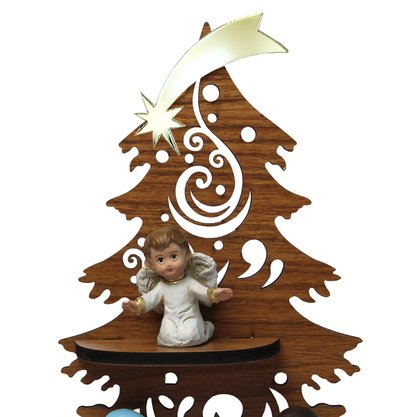 Enfeite Mesa àrvore com Sagrada Família e Anjo Infantil - 23 cm x 15 cm