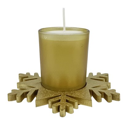 Natal Estrela Vela Vidro Dourado 12 cm x 12 cm