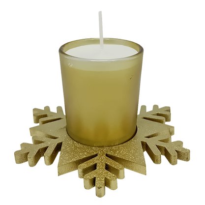 Natal Estrela Vela Vidro Dourado 12 cm x 12 cm