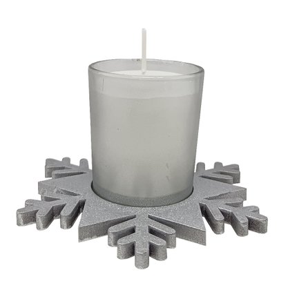 Natal Estrela Vela Vidro Prata 12 cm x 12 cm
