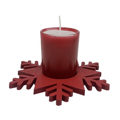 Natal Estrela Vela Vidro Vermelho 12 cm x 12 cm