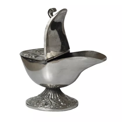 Naveta Metal Prata - 12 cm x cm 8 cm x 14 cm