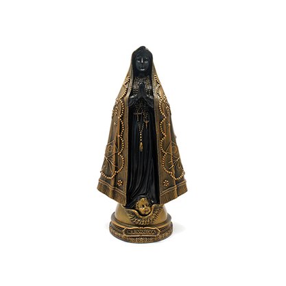 Imagem Nossa Senhora Aparecida em Mármore com Pintura em Bronze e Coroa de Metal 40cm