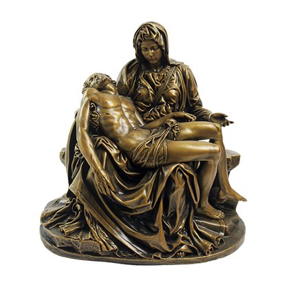 Imagem Nossa Senhora de Pietá em Mármore com Pintura em Bronze 26cm